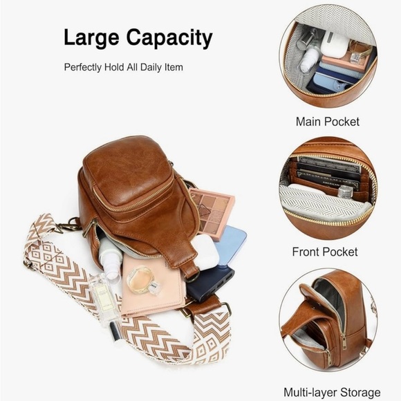 Crossbody Slingbag/Back-pack is made of soft vegan PU leather - Picture 5 of 14